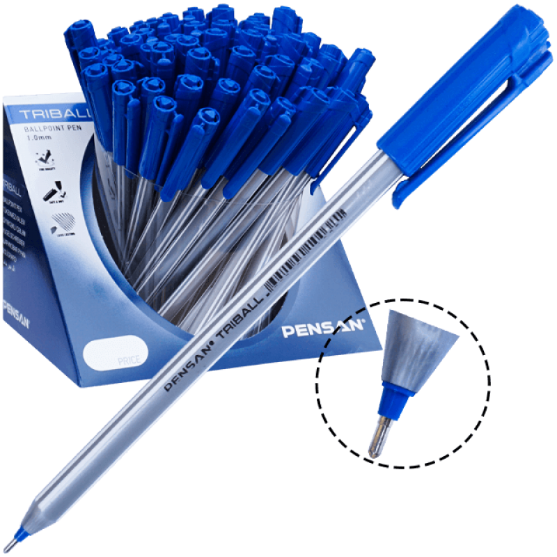 Pix fara mecanism albastru 1 mm, Pensan My Triball, 60 bucati
